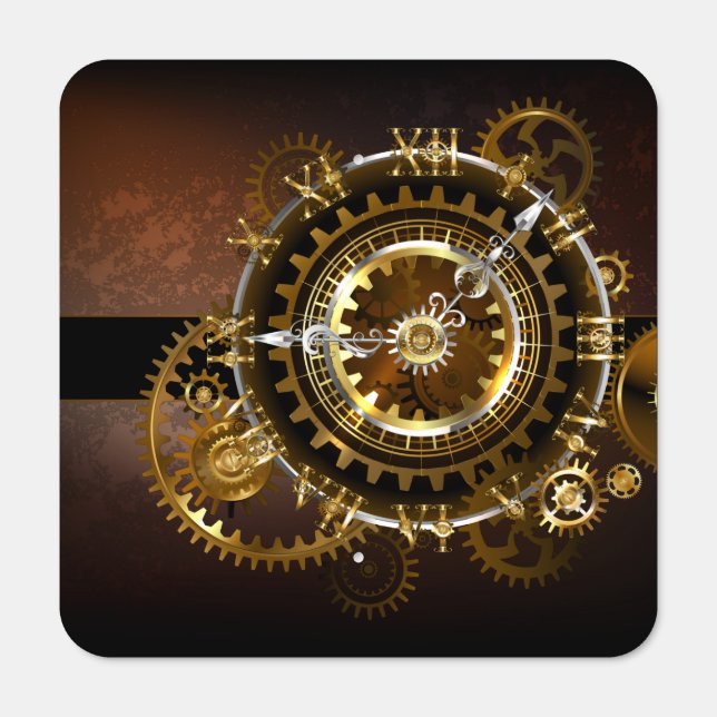 Steampunk clock with antique gears metal sign (Front)