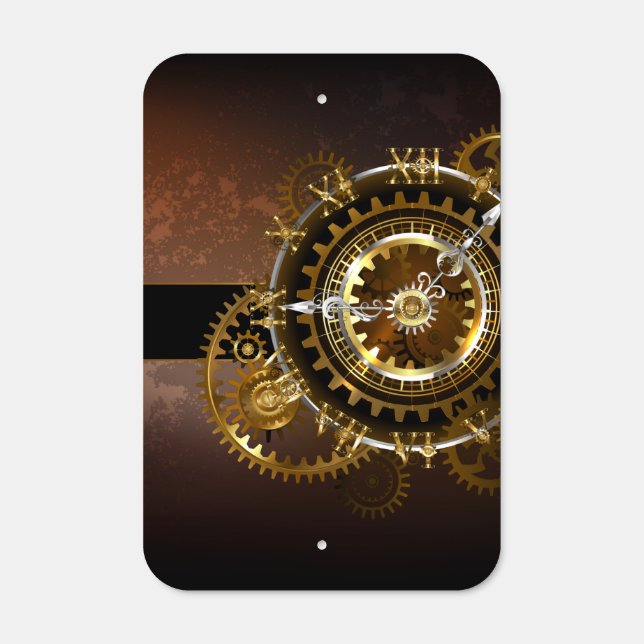 Steampunk clock with antique gears metal sign (Front)