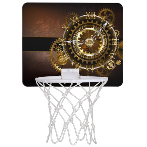 Steampunk clock with antique gears mini basketball hoop