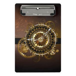 Steampunk clock with antique gears mini clipboard