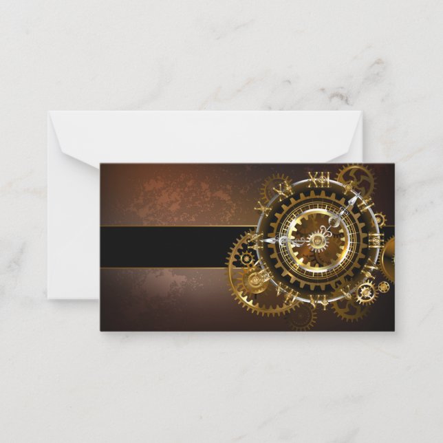 Steampunk clock with antique gears note card (Front)