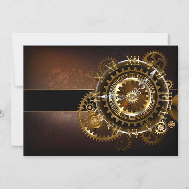 Steampunk clock with antique gears note card (Front)