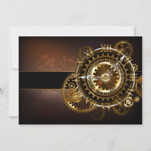 Steampunk clock with antique gears note card