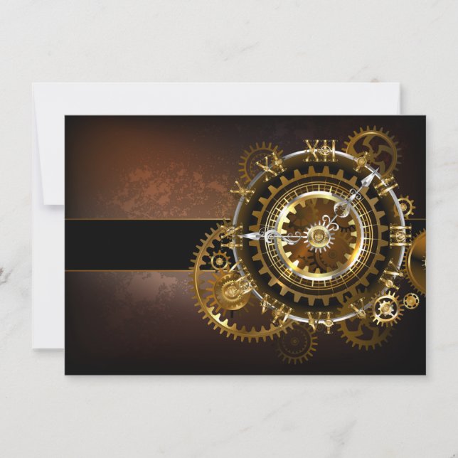 Steampunk clock with antique gears note card (Front)