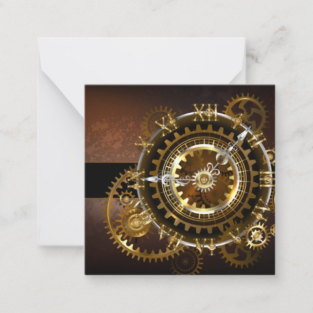 Steampunk clock with antique gears note card (Front)
