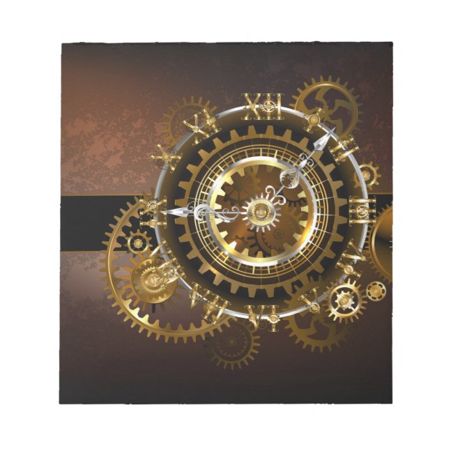 Steampunk clock with antique gears notepad (Front)