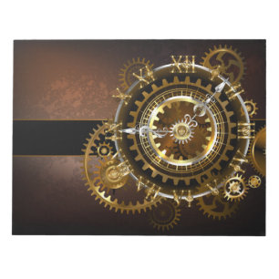 Steampunk clock with antique gears notepad