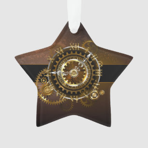 Steampunk clock with antique gears ornament