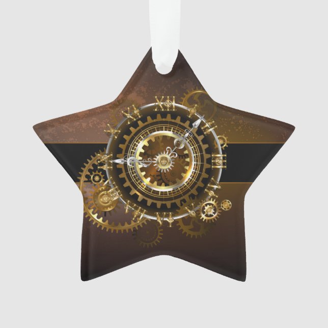 Steampunk clock with antique gears ornament (Front)