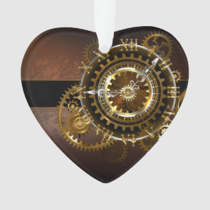 Steampunk clock with antique gears ornament