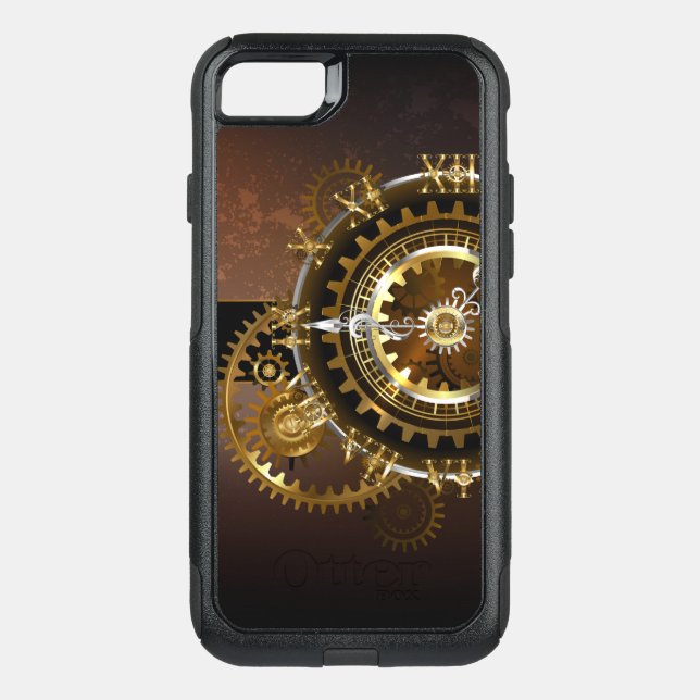 Steampunk clock with antique gears otterbox iPhone case (Back)