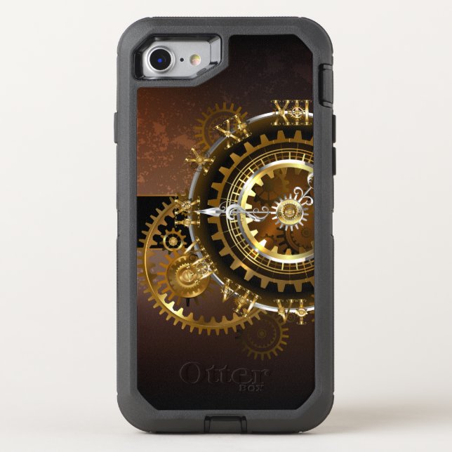 Steampunk clock with antique gears otterbox iPhone case (Back)