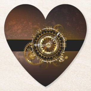 Steampunk clock with antique gears paper coaster