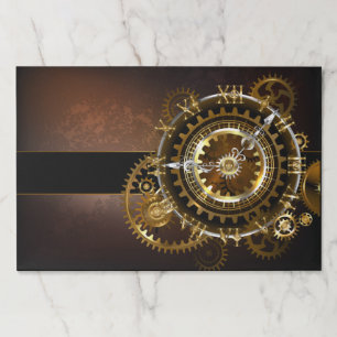 Steampunk clock with antique gears paper pad