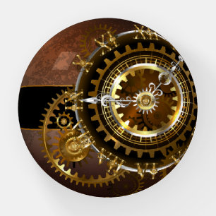 Steampunk clock with antique gears paperweight