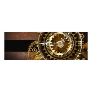 Steampunk clock with antique gears photo print