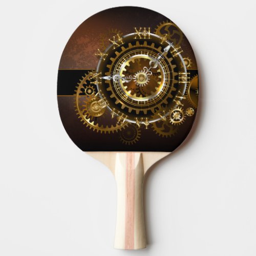 Steampunk clock with antique gears ping pong paddle