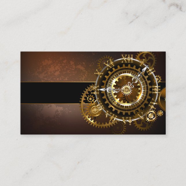 Steampunk clock with antique gears place card (Front)