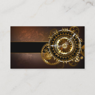 Steampunk clock with antique gears place card