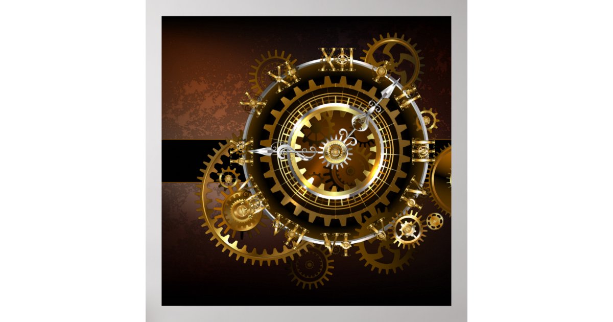 Steampunk Clock Gears Poster