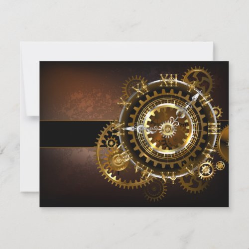 Steampunk clock with antique gears RSVP card