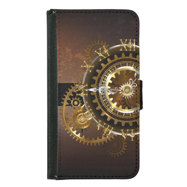 Steampunk clock with antique gears samsung galaxy wallet case (Front)
