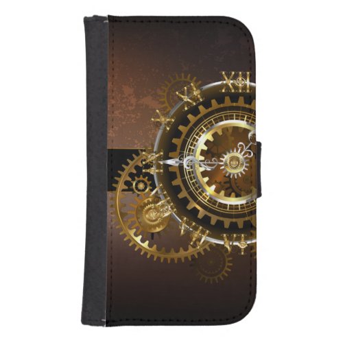 Steampunk clock with antique gears galaxy s4 wallet case