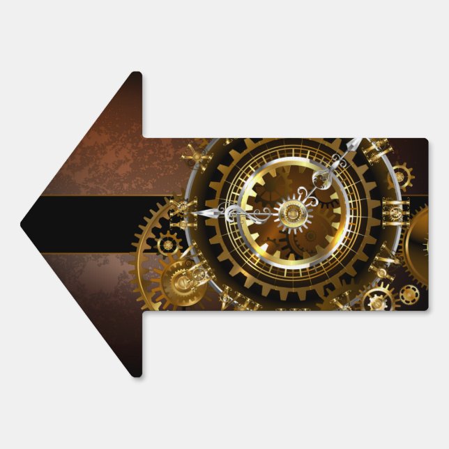 Steampunk clock with antique gears sign (Front)