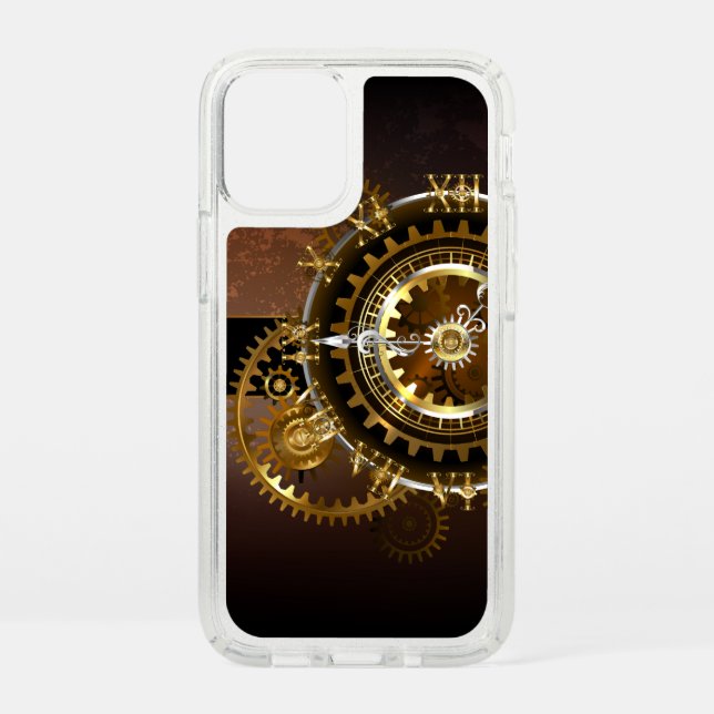 Steampunk clock with antique gears speck iPhone 12 mini case (Front)