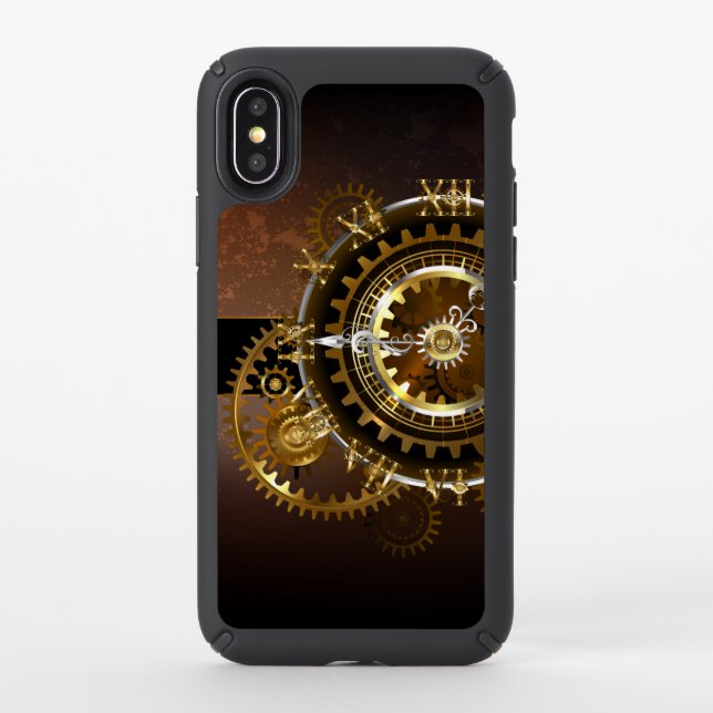 Steampunk clock with antique gears speck iPhone x case (Front)