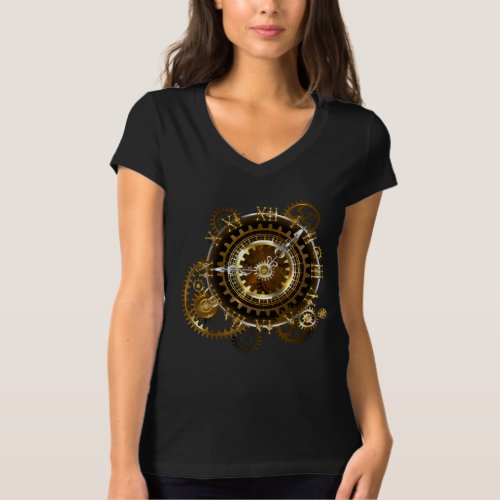 Steampunk clock with antique gears T_Shirt