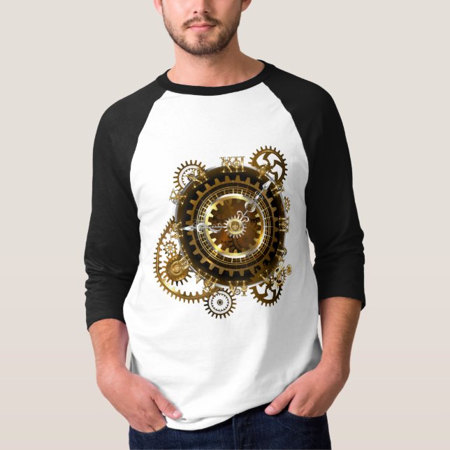 Steampunk clock with antique gears T-Shirt (Front)