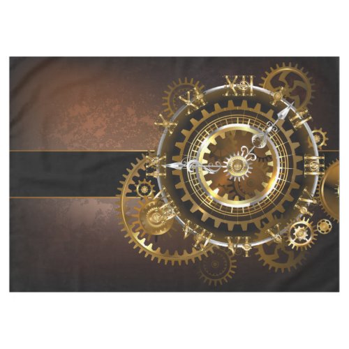Steampunk clock with antique gears tablecloth