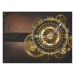 Steampunk clock with antique gears tablecloth