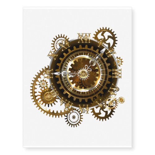 Steampunk clock with antique gears temporary tattoos