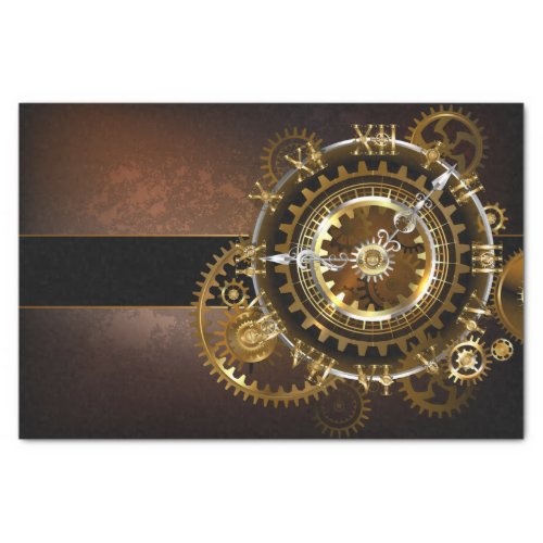 Steampunk clock with antique gears tissue paper