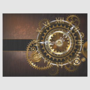 Steampunk clock with antique gears tissue paper