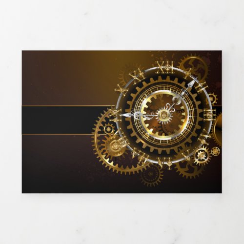 Steampunk clock with antique gears Tri_Fold program