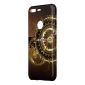 Steampunk clock with antique gears uncommon google pixel case (Back/Left)