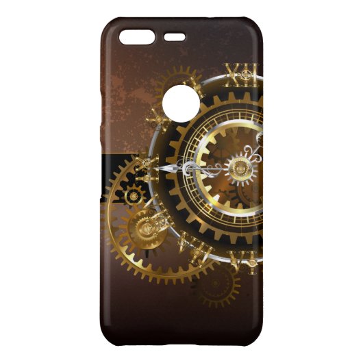 Steampunk clock with antique gears uncommon google pixel case (Back)