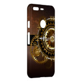 Steampunk clock with antique gears uncommon google pixel case (Back/Right)