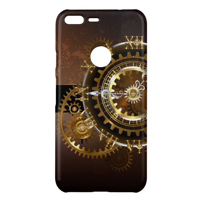 Steampunk clock with antique gears uncommon google pixel XL case (Back)