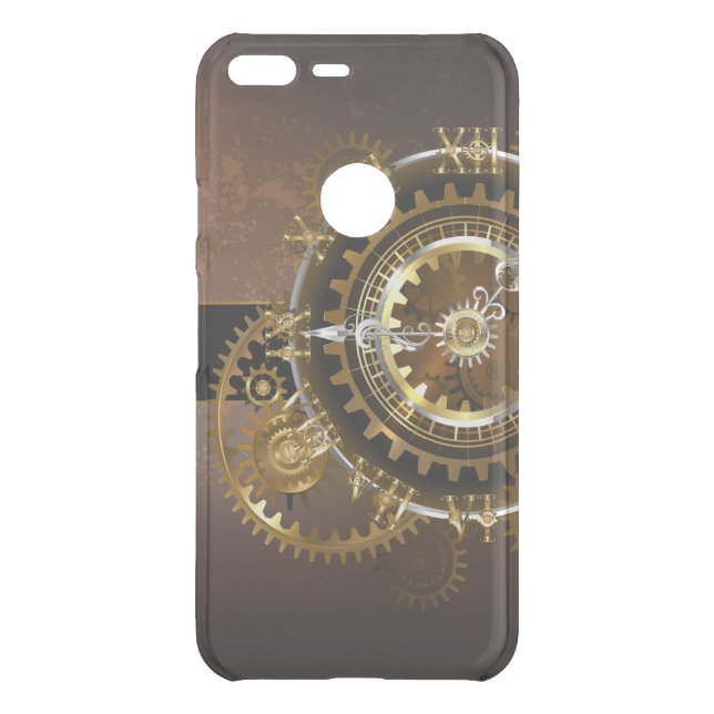 Steampunk clock with antique gears uncommon google pixel XL case (Back)