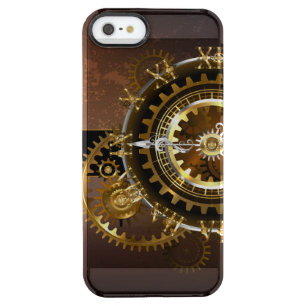 Steampunk clock with antique gears clear iPhone SE/5/5s case
