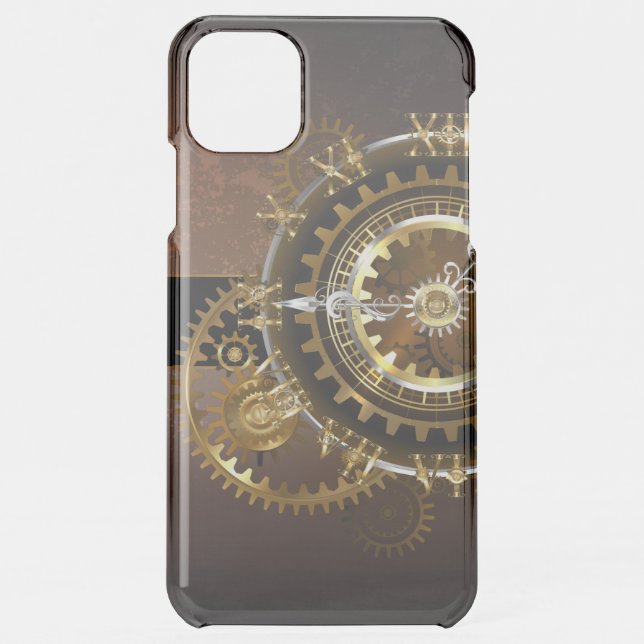 Steampunk clock with antique gears uncommon iPhone case (Back)