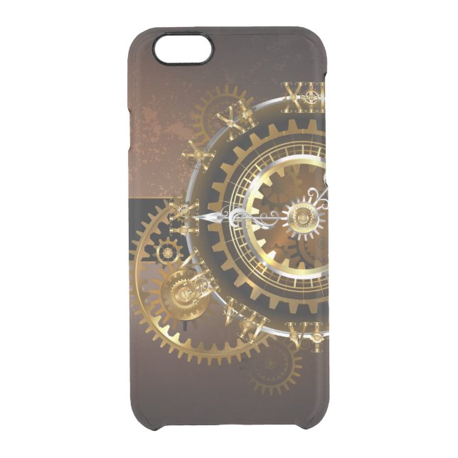Steampunk clock with antique gears uncommon iPhone case (Back)