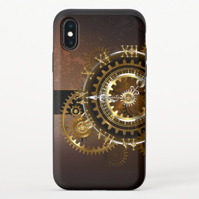 Steampunk clock with antique gears uncommon iPhone case (Back)
