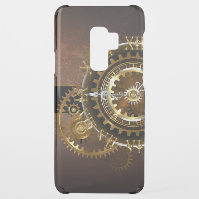 Steampunk clock with antique gears uncommon samsung galaxy case (Back)