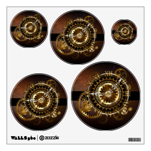 Steampunk clock with antique gears wall decal
