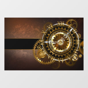Steampunk clock with antique gears window cling